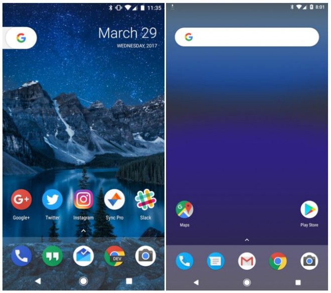 Aspecto actual (izquierda) y nuevo diseño (derecha). (c) Android Police
